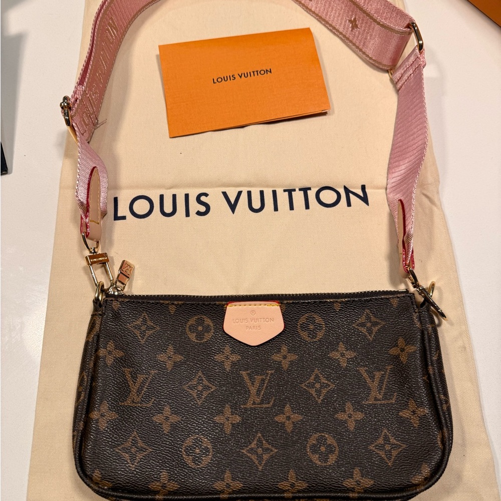 Louis Vuitton Brown and Pink Monogram Alma, Pochette Monogram Crossbody Bag